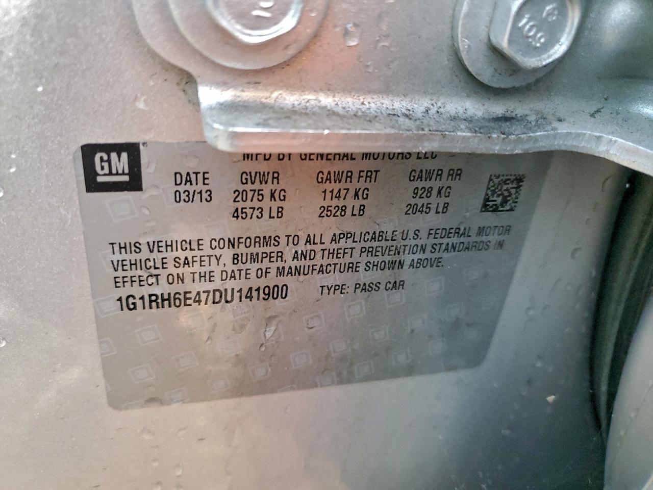 2013 Chevrolet Volt VIN: 1G1RH6E47DU141900 Lot: 94946015