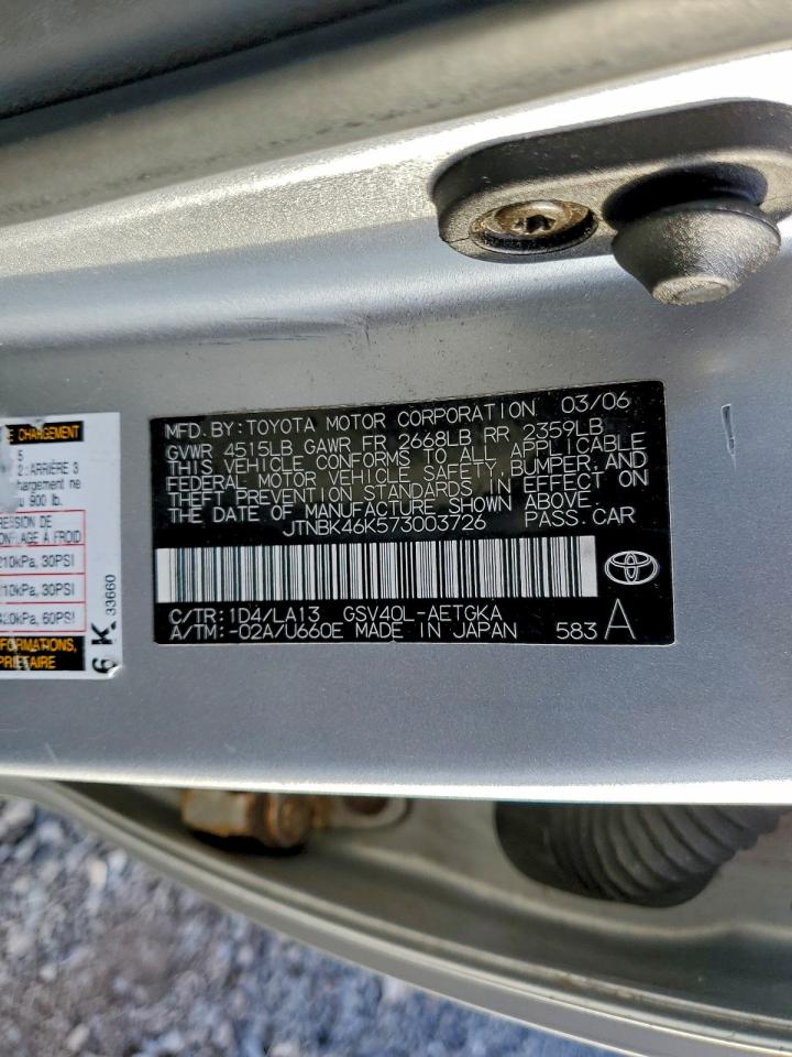 2007 Toyota Camry Le VIN: JTNBK46K573003726 Lot: 94885865