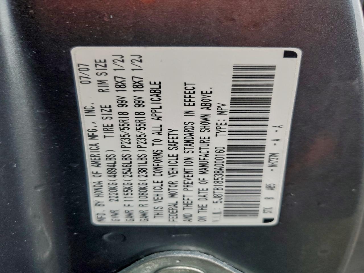 Фото: 5J8TB18538A000160