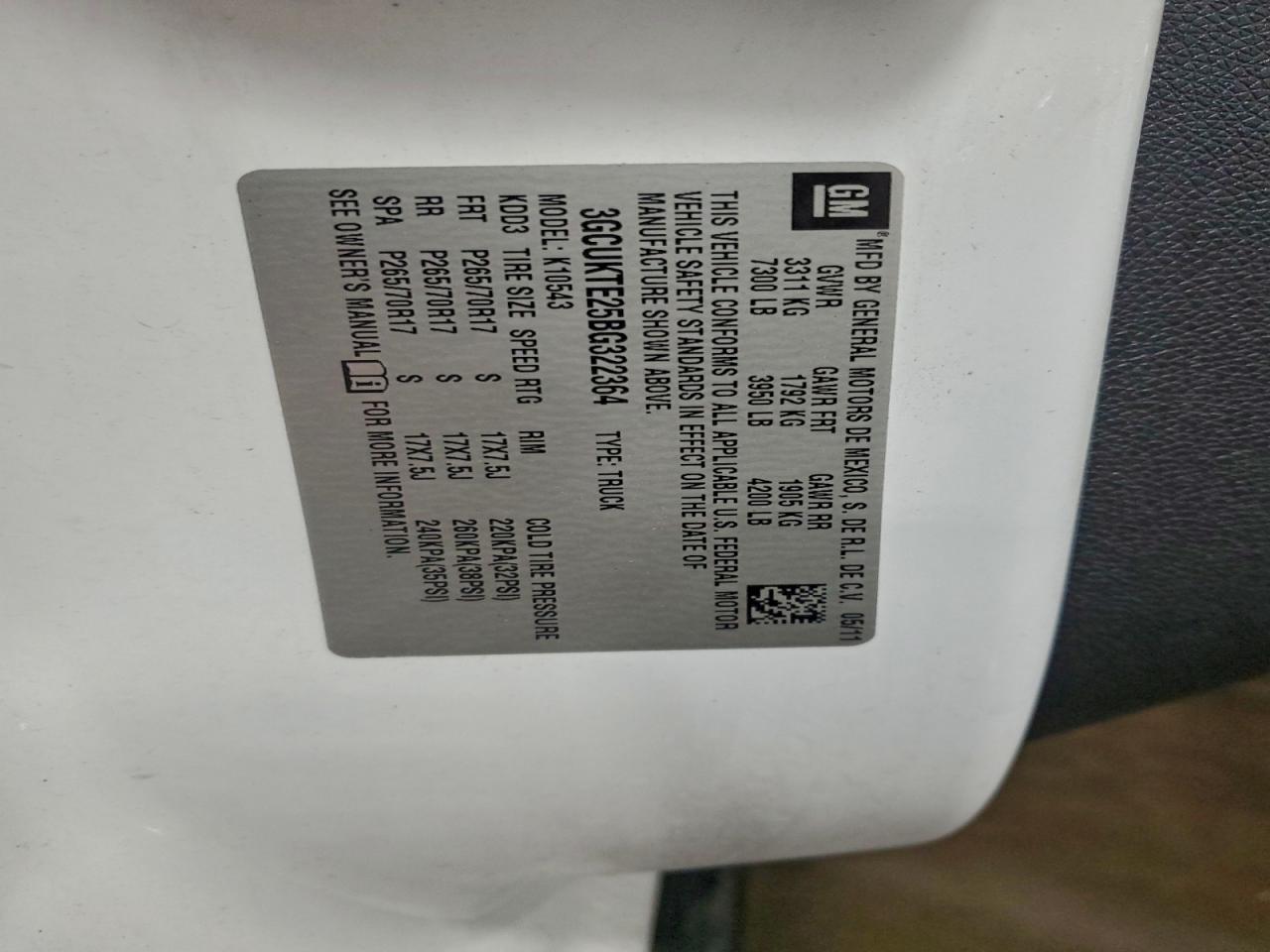 2011 Chevrolet Silverado K1500 Ltz VIN: 3GCUKTE25BG322364 Lot: 96008175