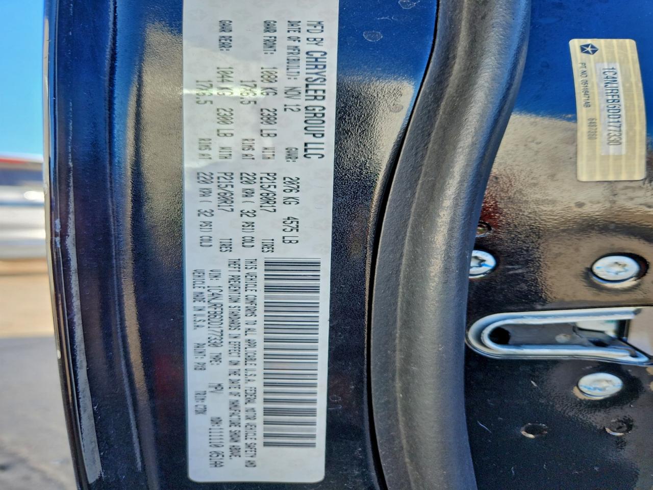 2013 Jeep Patriot Latitude VIN: 1C4NJRFB6DD177330 Lot: 95932015