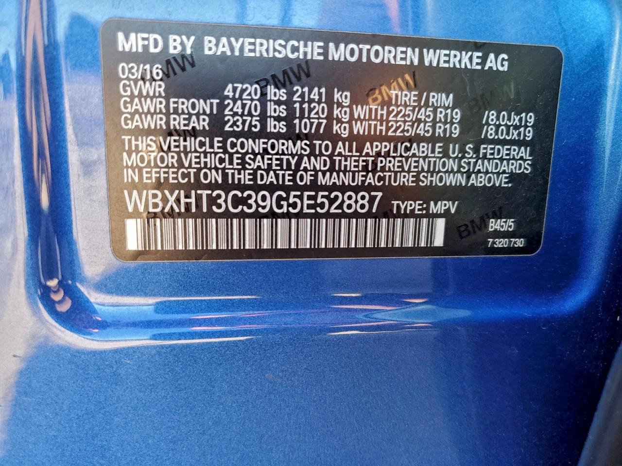 2016 BMW X1 xDrive28I VIN: WBXHT3C39G5E52887 Lot: 95160025