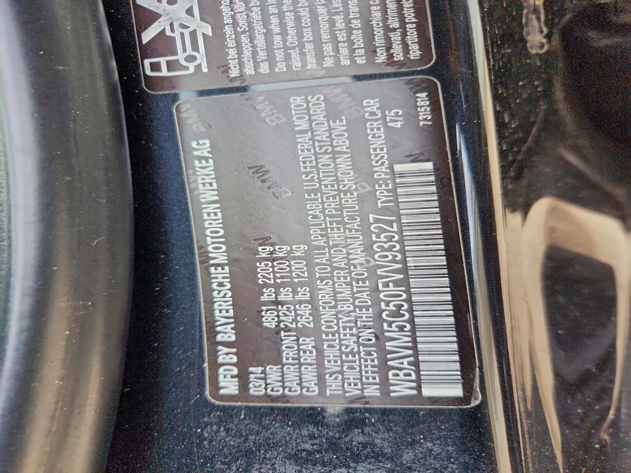 2015 BMW X1 xDrive35I VIN: WBAVM5C50FVV93527 Lot: 97813575