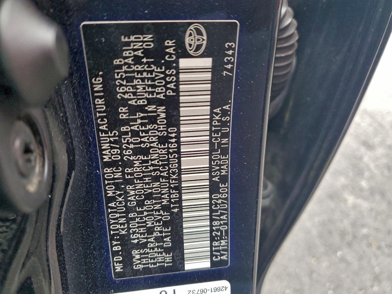 2016 Toyota Camry Le VIN: 4T1BF1FK3GU516440 Lot: 94235815