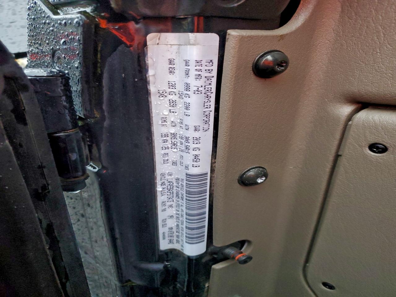 2003 Jeep Wrangler / Tj Sahara VIN: 1J4FA59S43P373475 Lot: 95932865