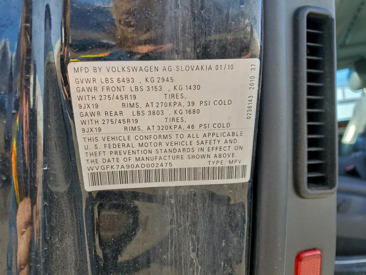 2010 Volkswagen Touareg Tdi VIN: WVGFK7A90AD002475 Lot: 96293965