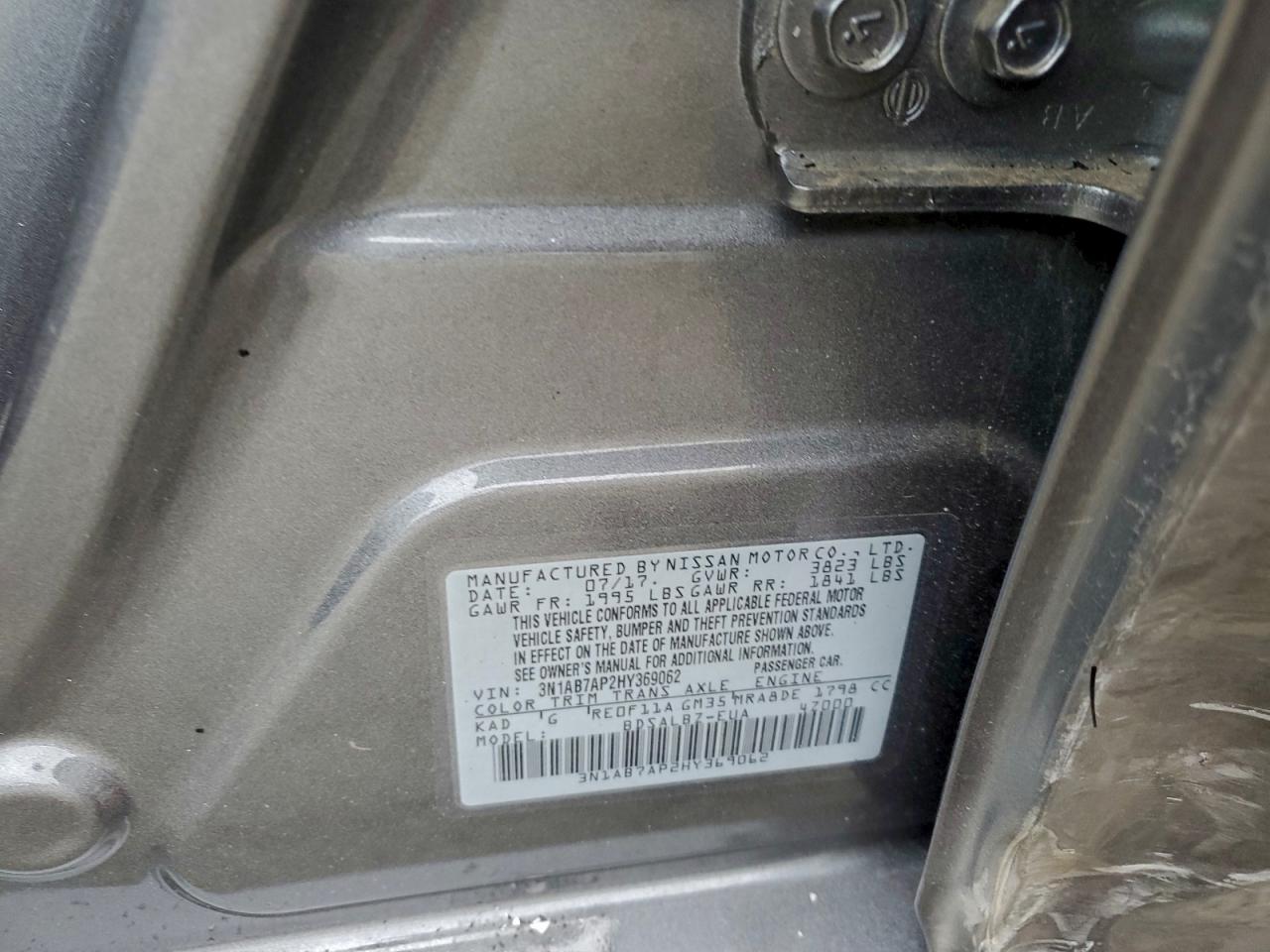 2017 Nissan Sentra S VIN: 3N1AB7AP2HY369062 Lot: 96327215