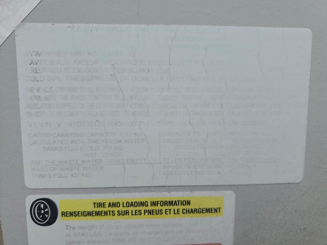 2018 Kutb Carbon VIN: 4YDT35126JR805500 Lot: 96963025