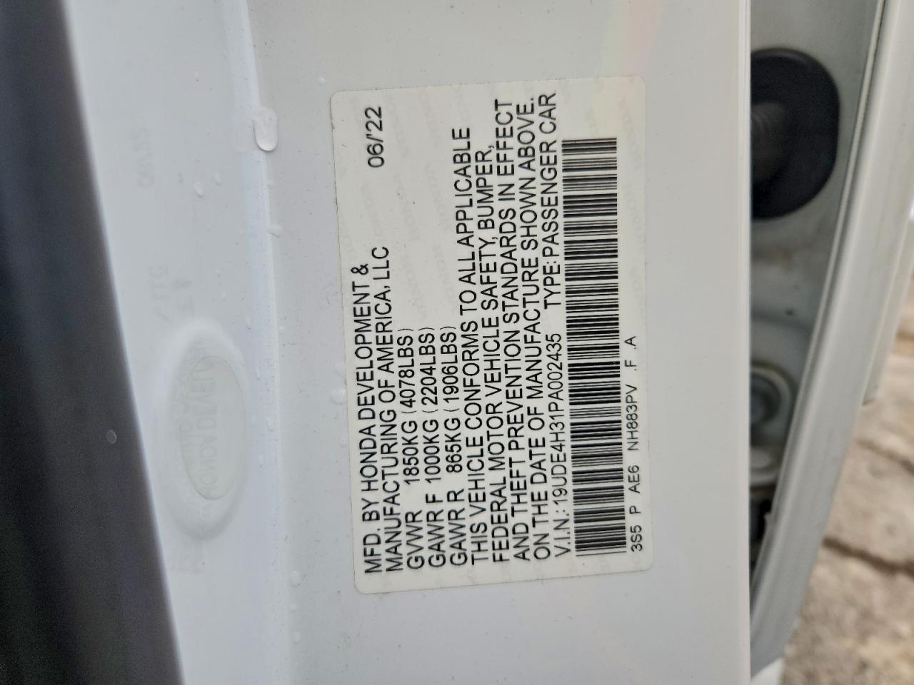 2023 Acura Integra A-Spec VIN: 19UDE4H31PA002435 Lot: 95199515