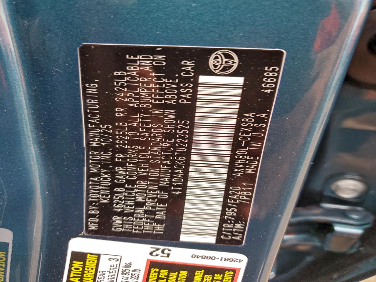 2026 Toyota Camry Xse VIN: 4T1DAACK6TU223525 Lot: 94784955