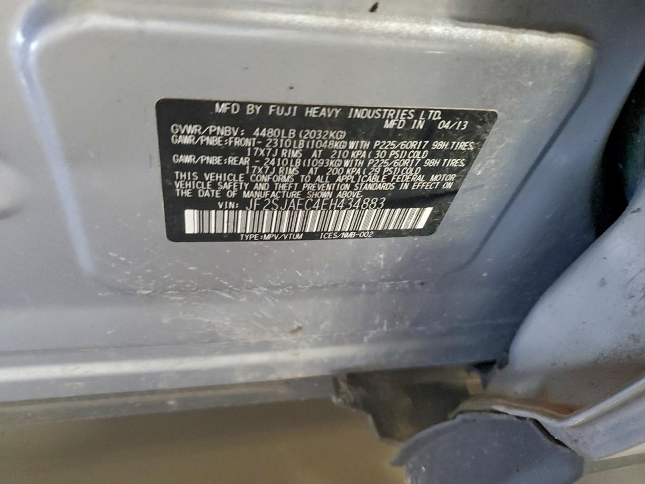 2014 Subaru Forester 2.5I Premium VIN: JF2SJAEC4EH434883 Lot: 95655895