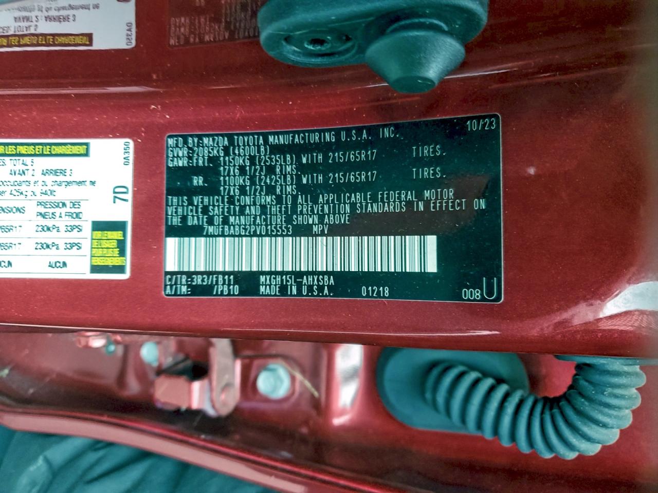 2023 Toyota Corolla Cross Le VIN: 7MUFBABG2PV015553 Lot: 96481045