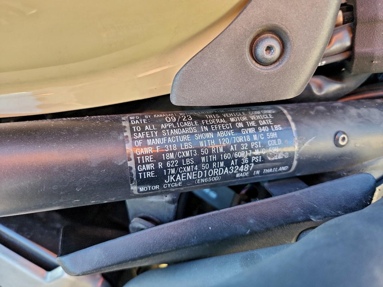 2024 Kawasaki En650 D VIN: JKAENED10RDA32487 Lot: 95988225