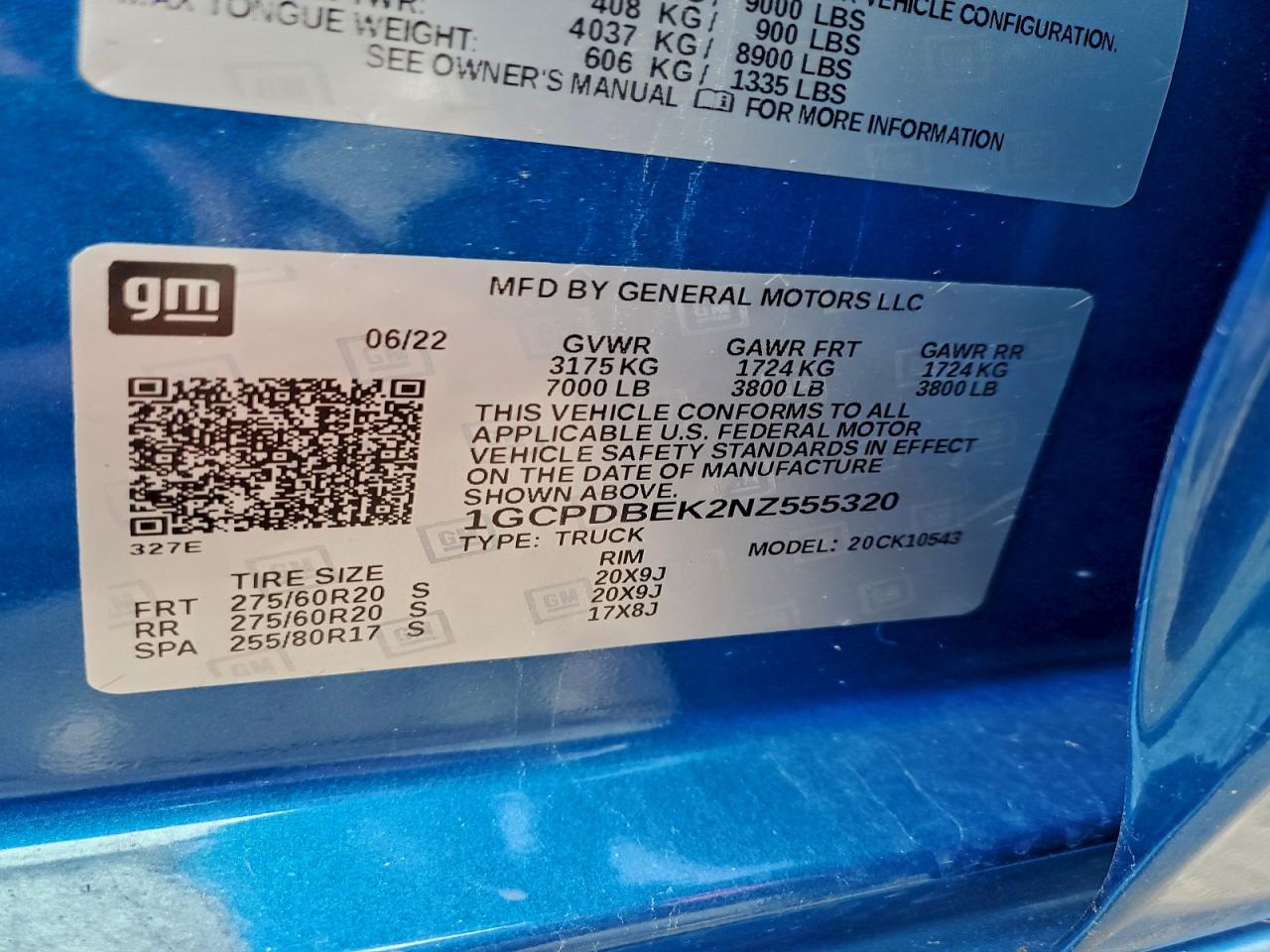 2022 Chevrolet Silverado K1500 Custom VIN: 1GCPDBEK2NZ555320 Lot: 94434915
