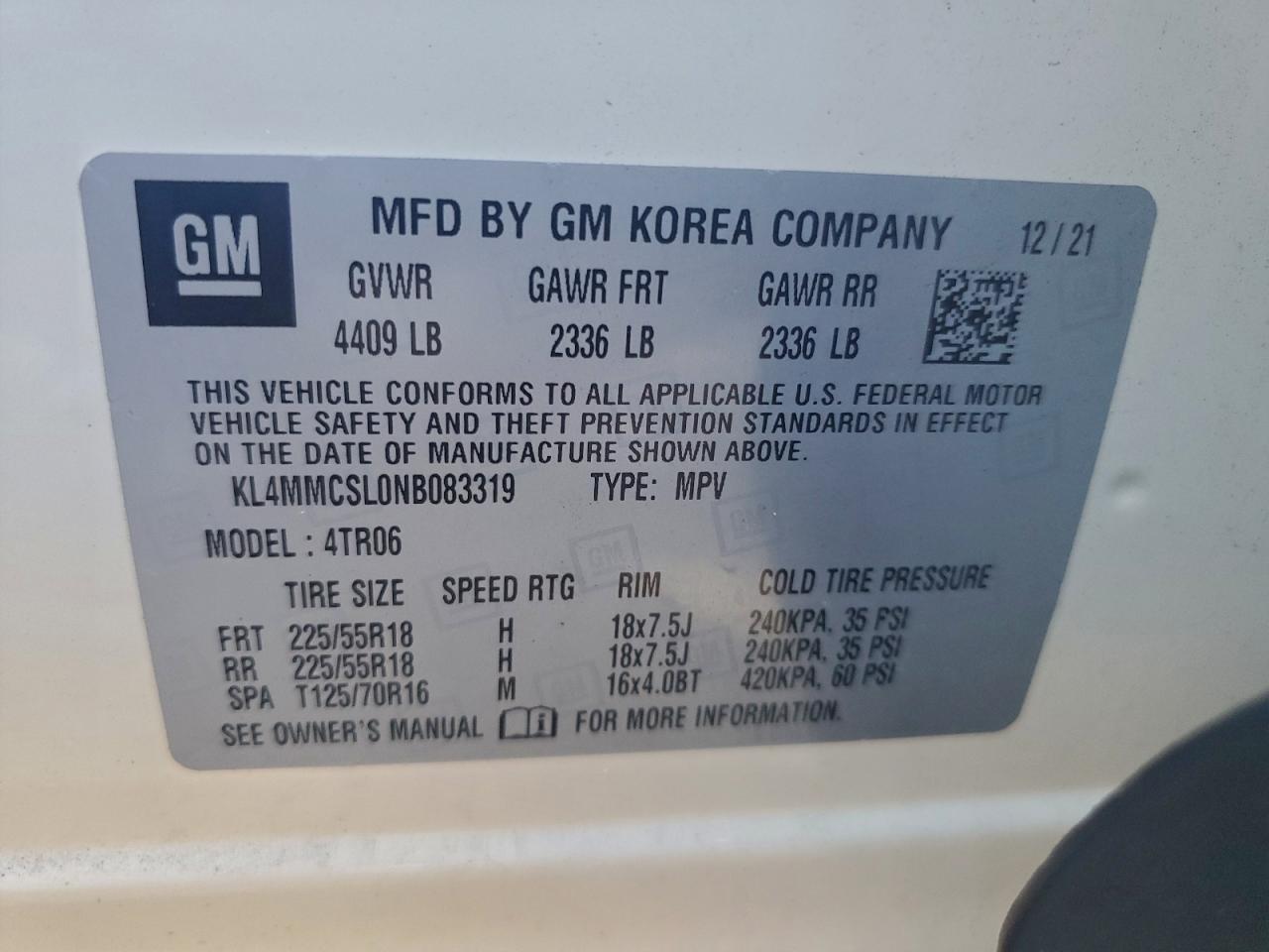 2022 Buick Encore Gx Preferred VIN: KL4MMCSL0NB083319 Lot: 96149445