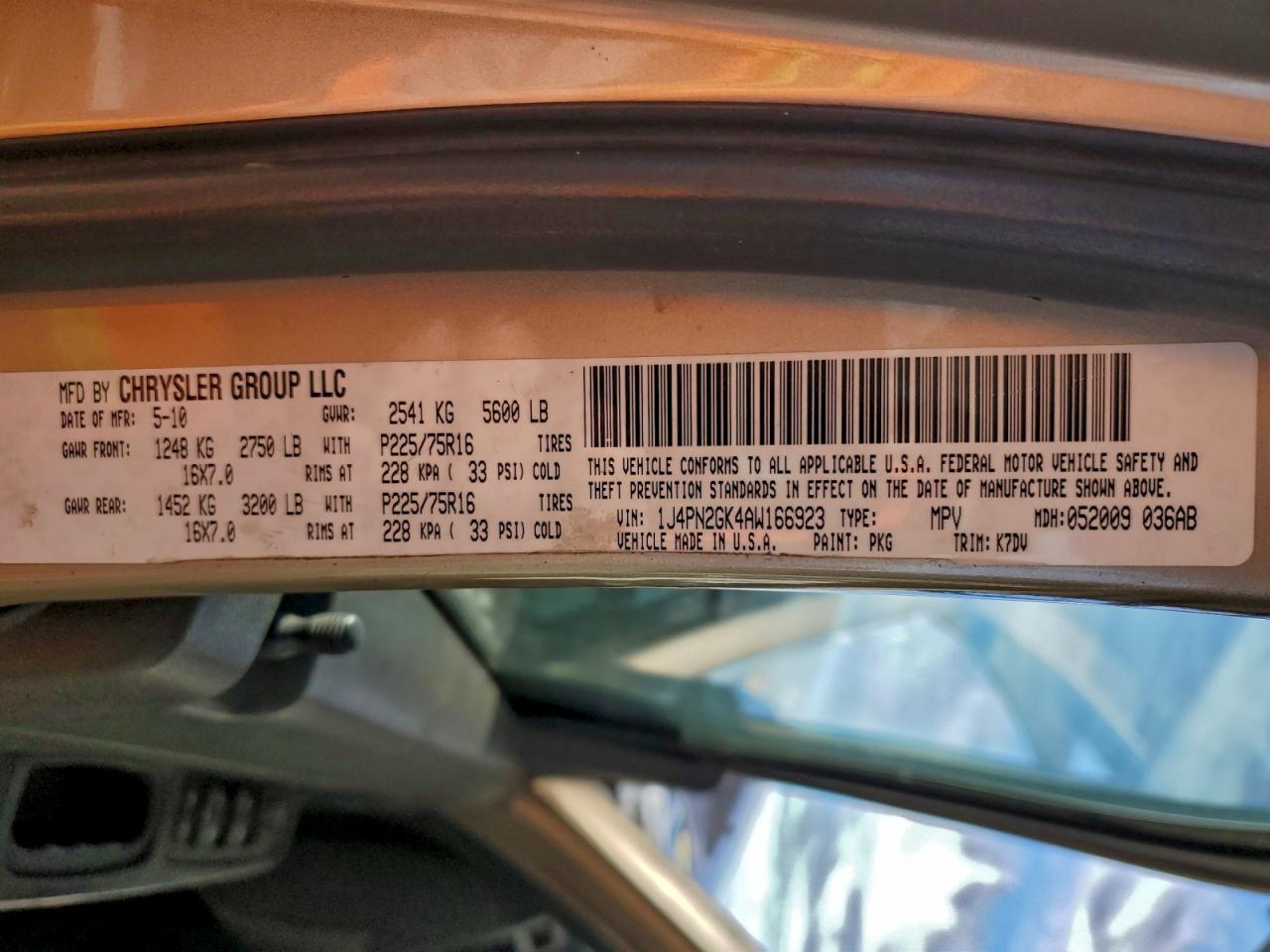 2010 Jeep Liberty Sport VIN: 1J4PN2GK4AW166923 Lot: 94858285