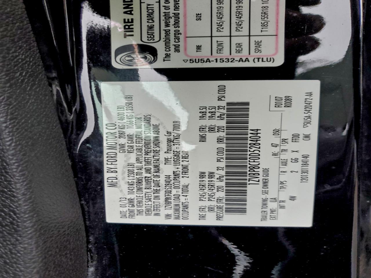 2013 Ford Mustang Gt VIN: 1ZVBP8CF0D5284044 Lot: 96814755