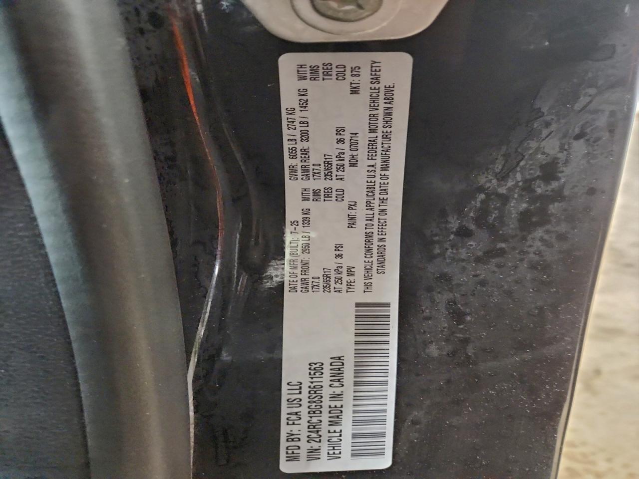 2025 Chrysler Pacifica Select VIN: 2C4RC1BG8SR611563 Lot: 95725335