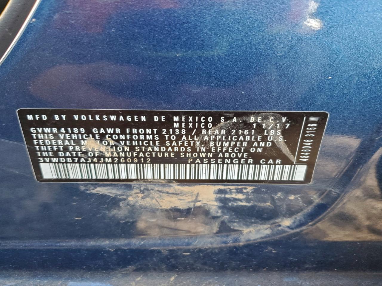 2018 Volkswagen Jetta Se VIN: 3VWDB7AJ4JM260912 Lot: 95262825