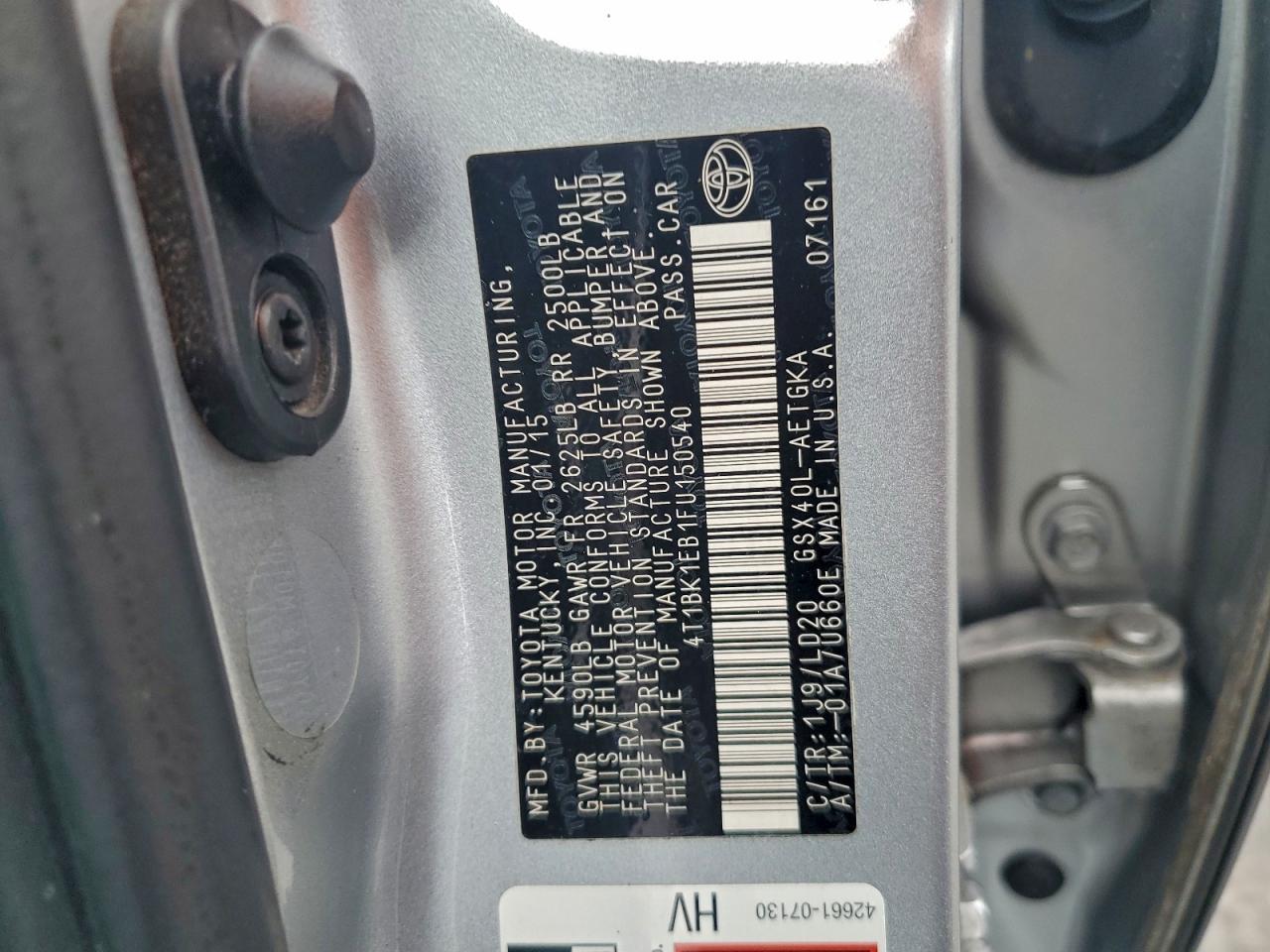 2015 Toyota Avalon Xle VIN: 4T1BK1EB1FU150540 Lot: 96116475