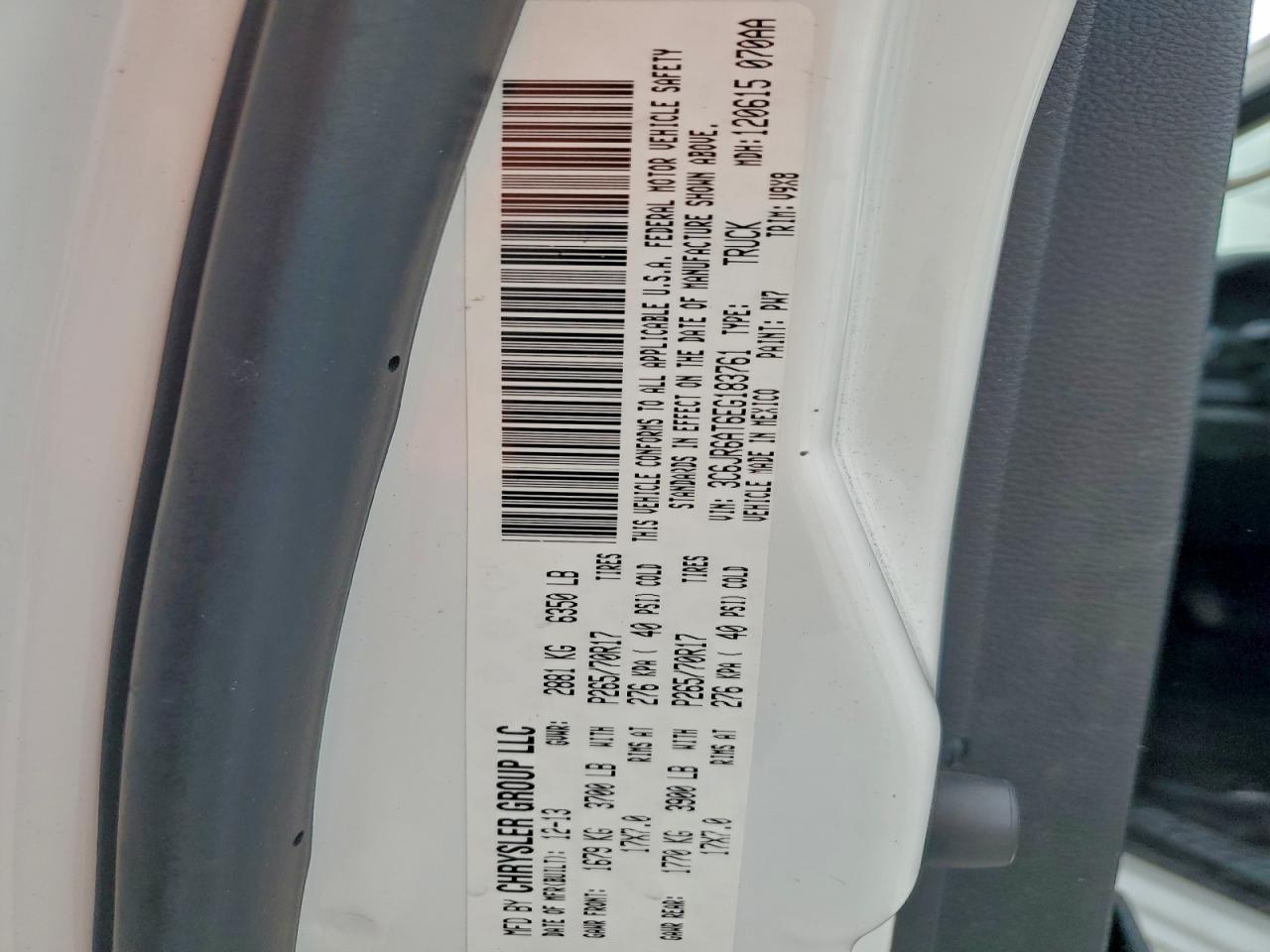 2014 Ram 1500 St VIN: 3C6JR6AT6EG183761 Lot: 97390665