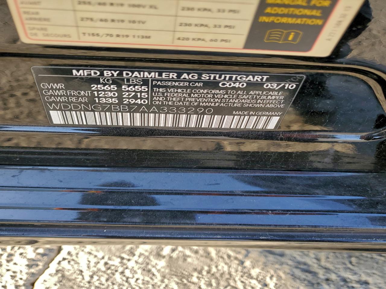 2010 Mercedes-Benz S 550 VIN: WDDNG7BB7AA333290 Lot: 94923705