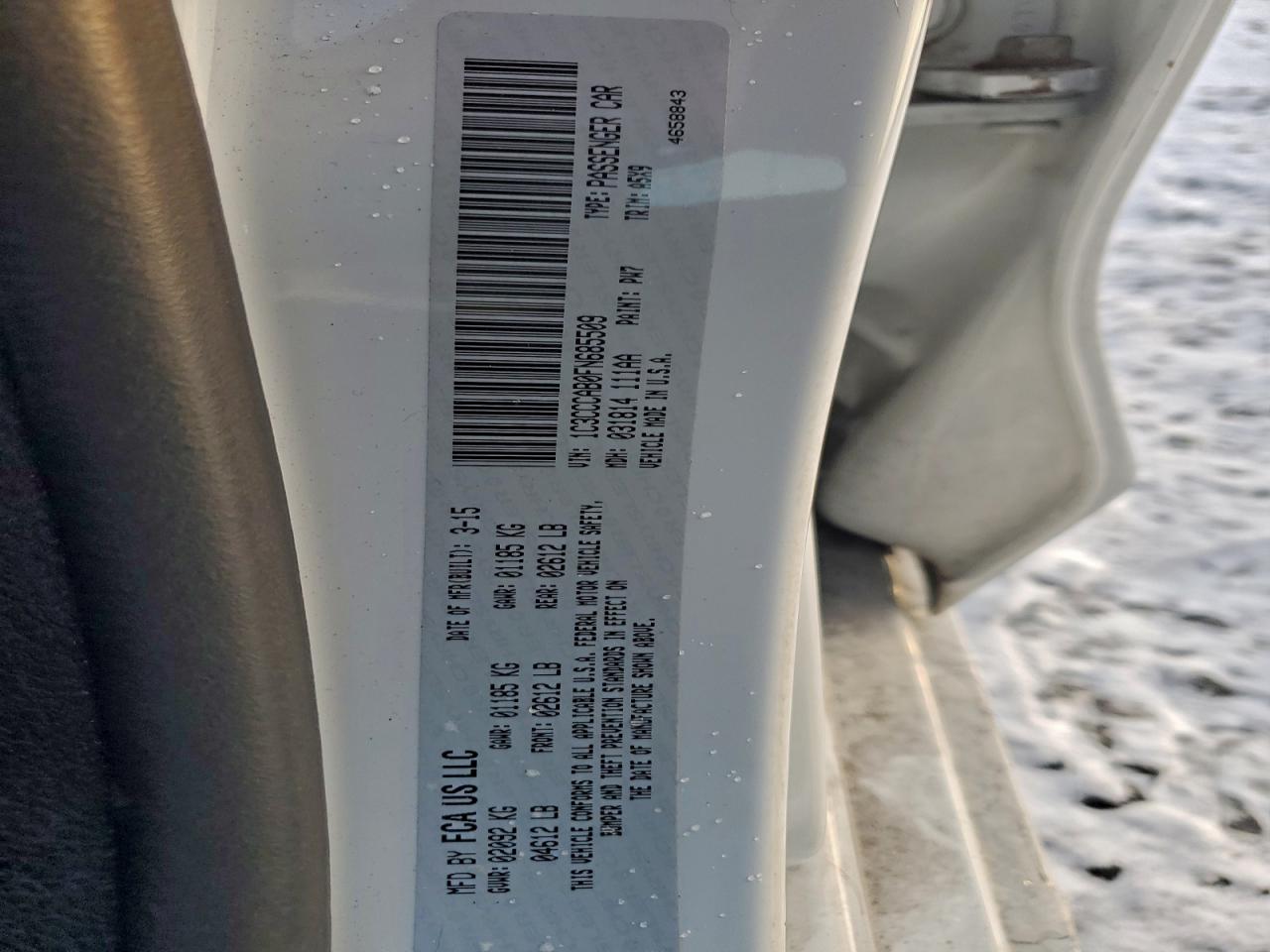 2015 Chrysler 200 Limited VIN: 1C3CCCAB0FN685509 Lot: 93474135