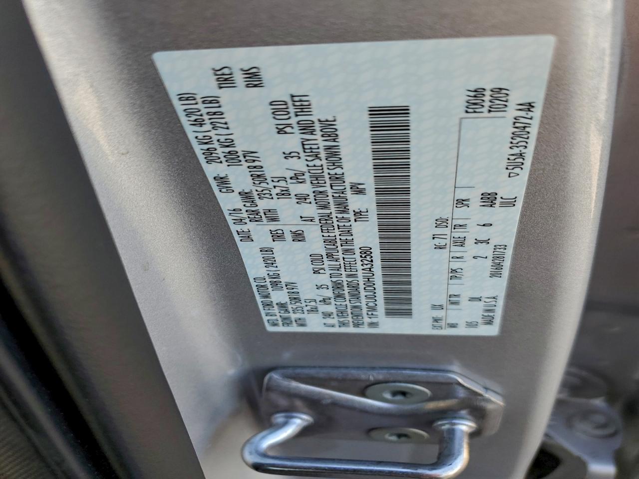 2017 Ford Escape Titanium VIN: 1FMCU0JD0HUA32580 Lot: 96232745