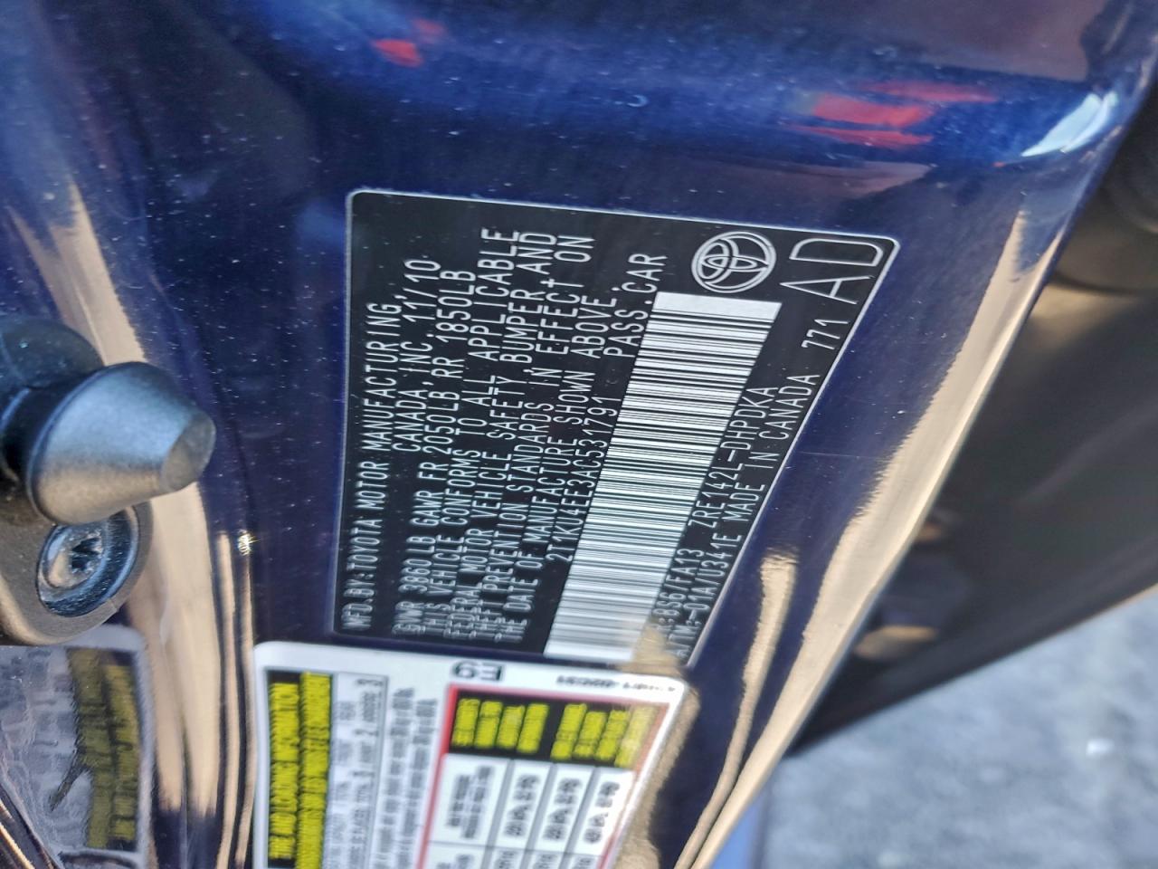 2010 Toyota Corolla Matrix VIN: 2T1KU4EE3AC531791 Lot: 94068915