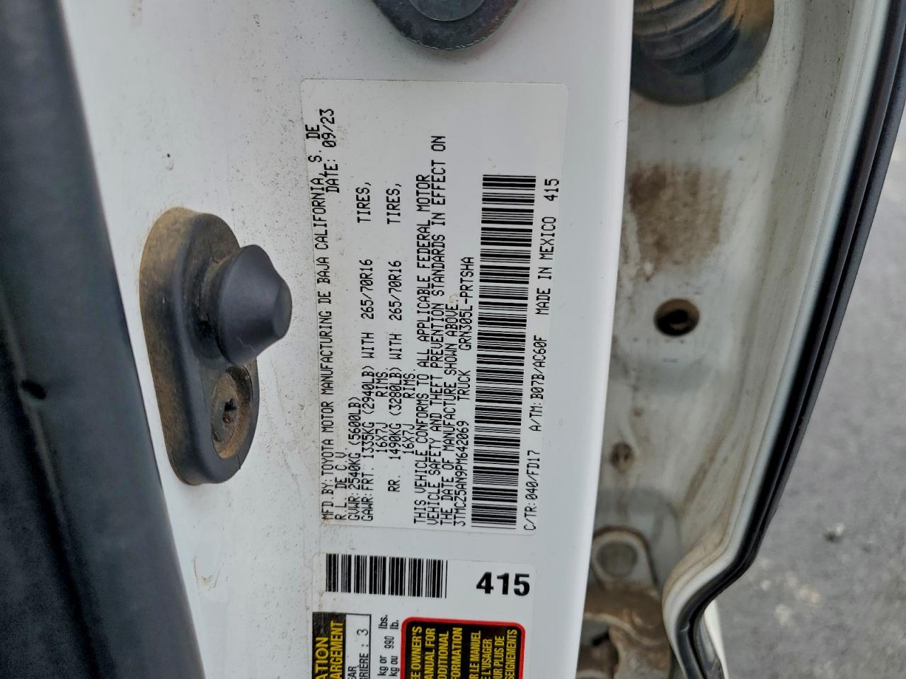 2023 Toyota Tacoma Double Cab VIN: 3TMCZ5AN9PM642069 Lot: 94580835