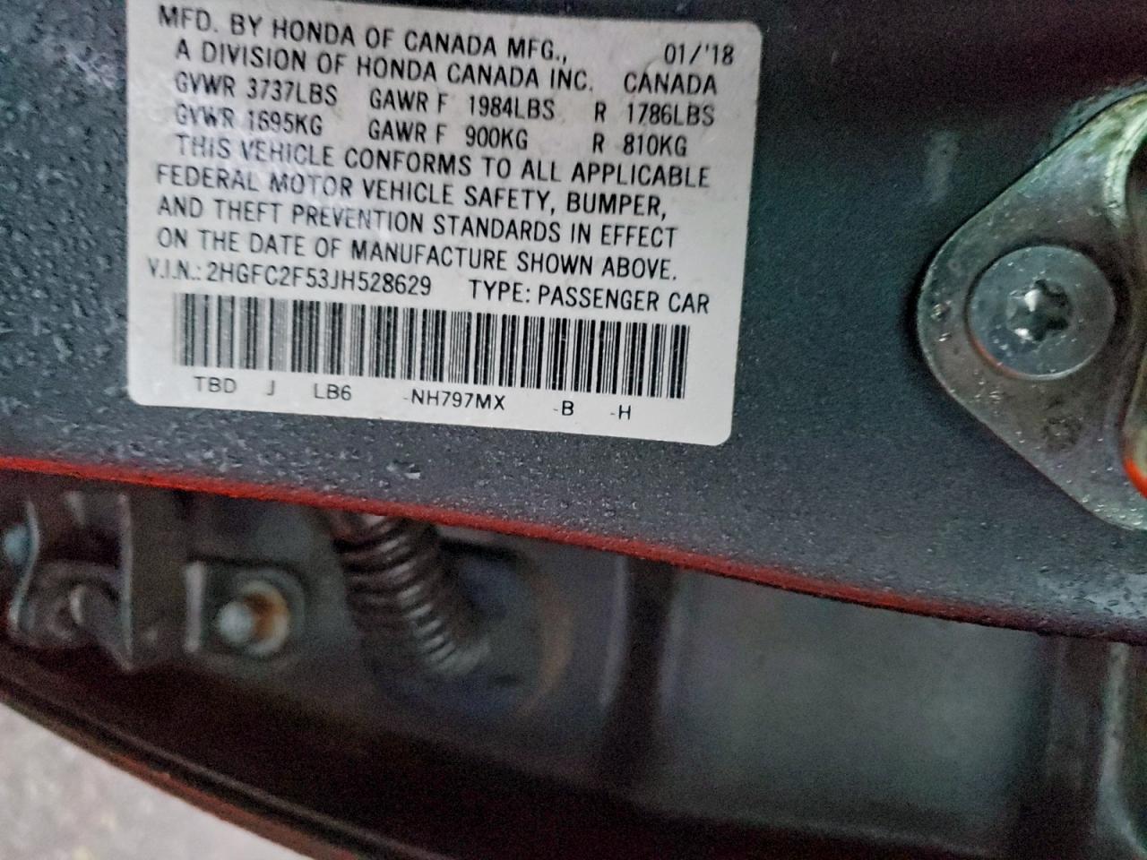 2018 Honda Civic Lx VIN: 2HGFC2F53JH528629 Lot: 94483295