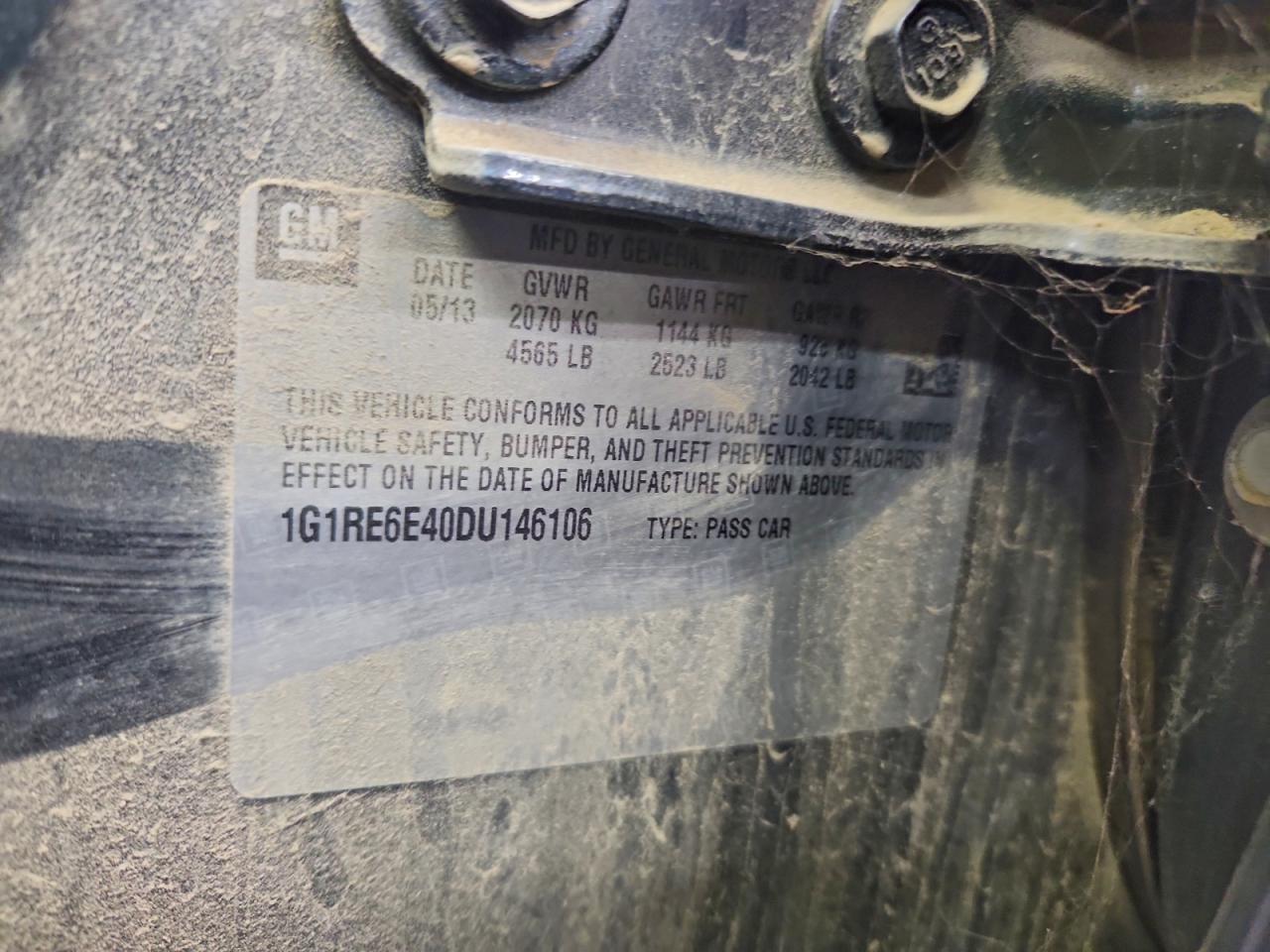 2013 Chevrolet Volt VIN: 1G1RE6E40DU146106 Lot: 95706195
