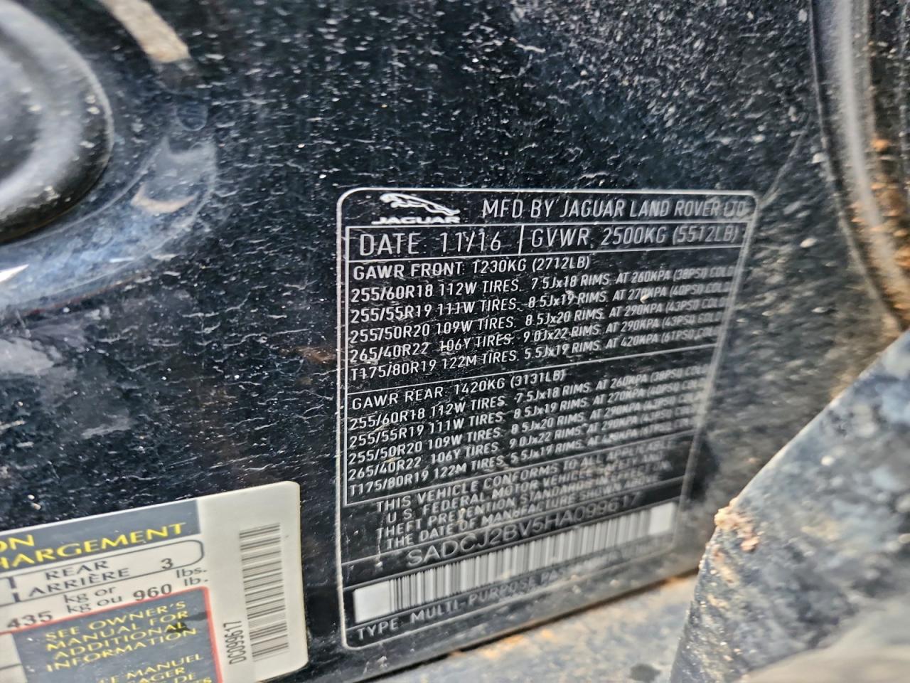 2017 Jaguar F-Pace Premium VIN: SADCJ2BV5HA099617 Lot: 95129185