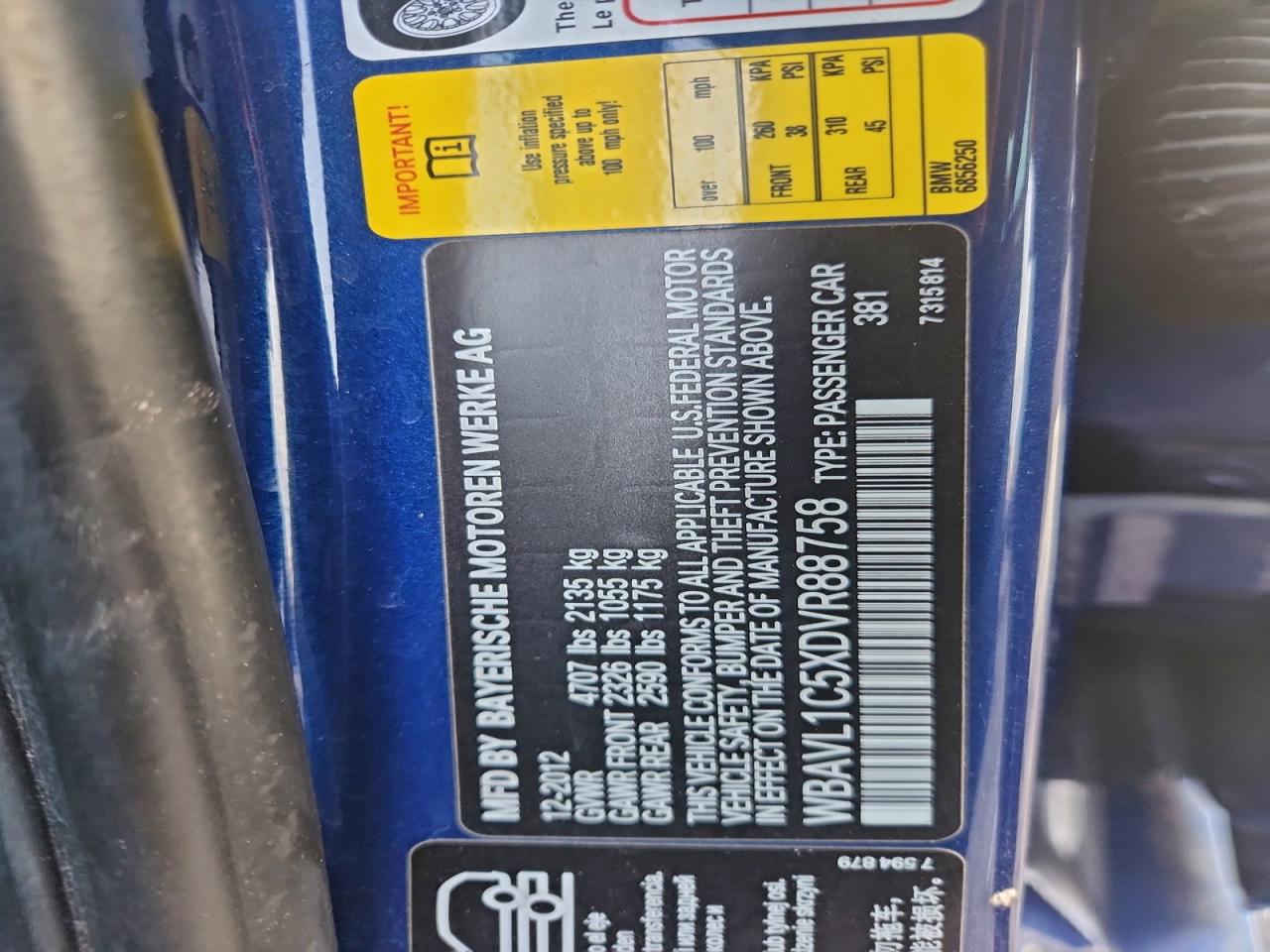 2013 BMW X1 xDrive28I VIN: WBAVL1C5XDVR88758 Lot: 95987895