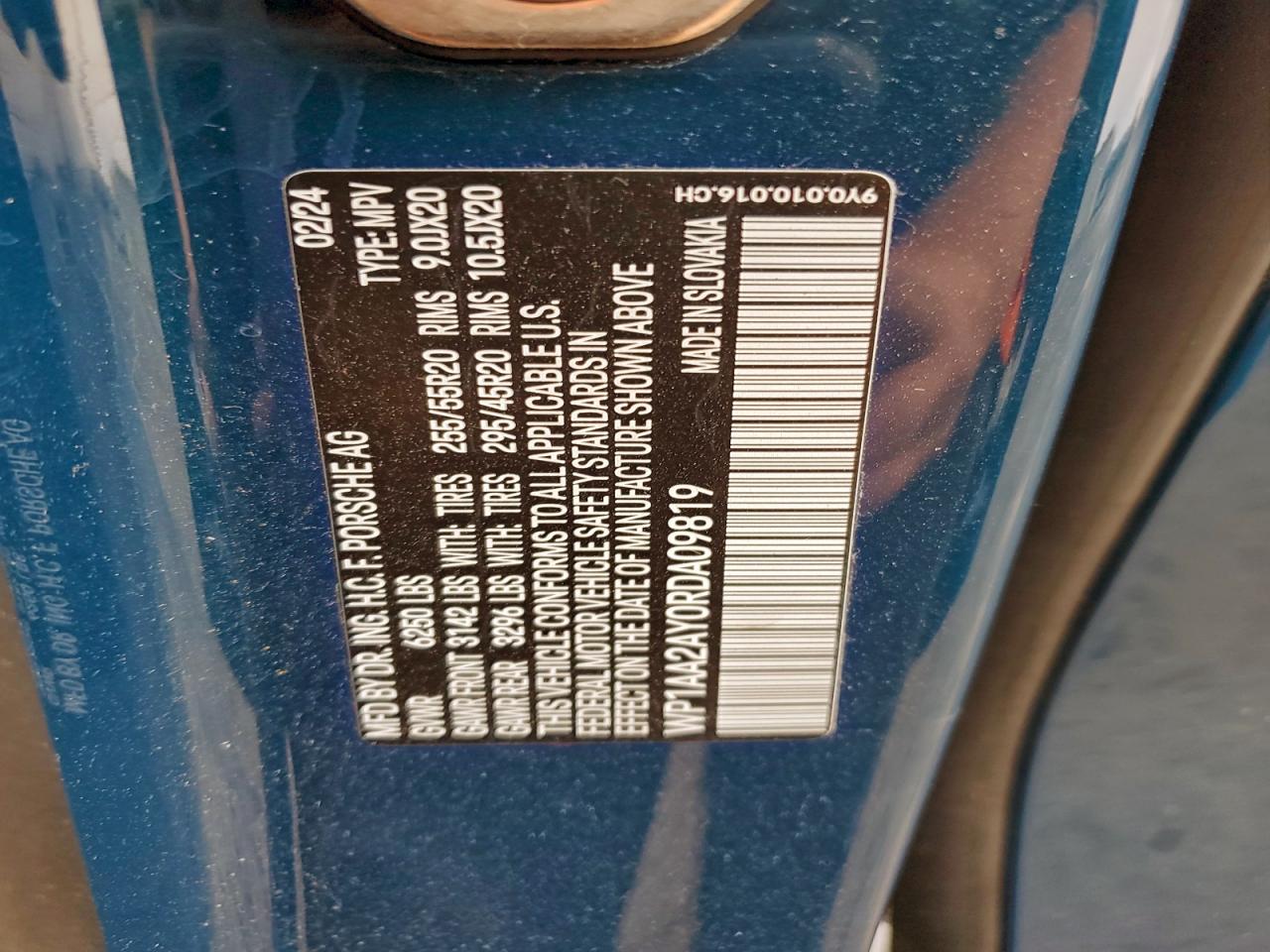 2024 Porsche Cayenne VIN: WP1AA2AY0RDA09819 Lot: 95174825