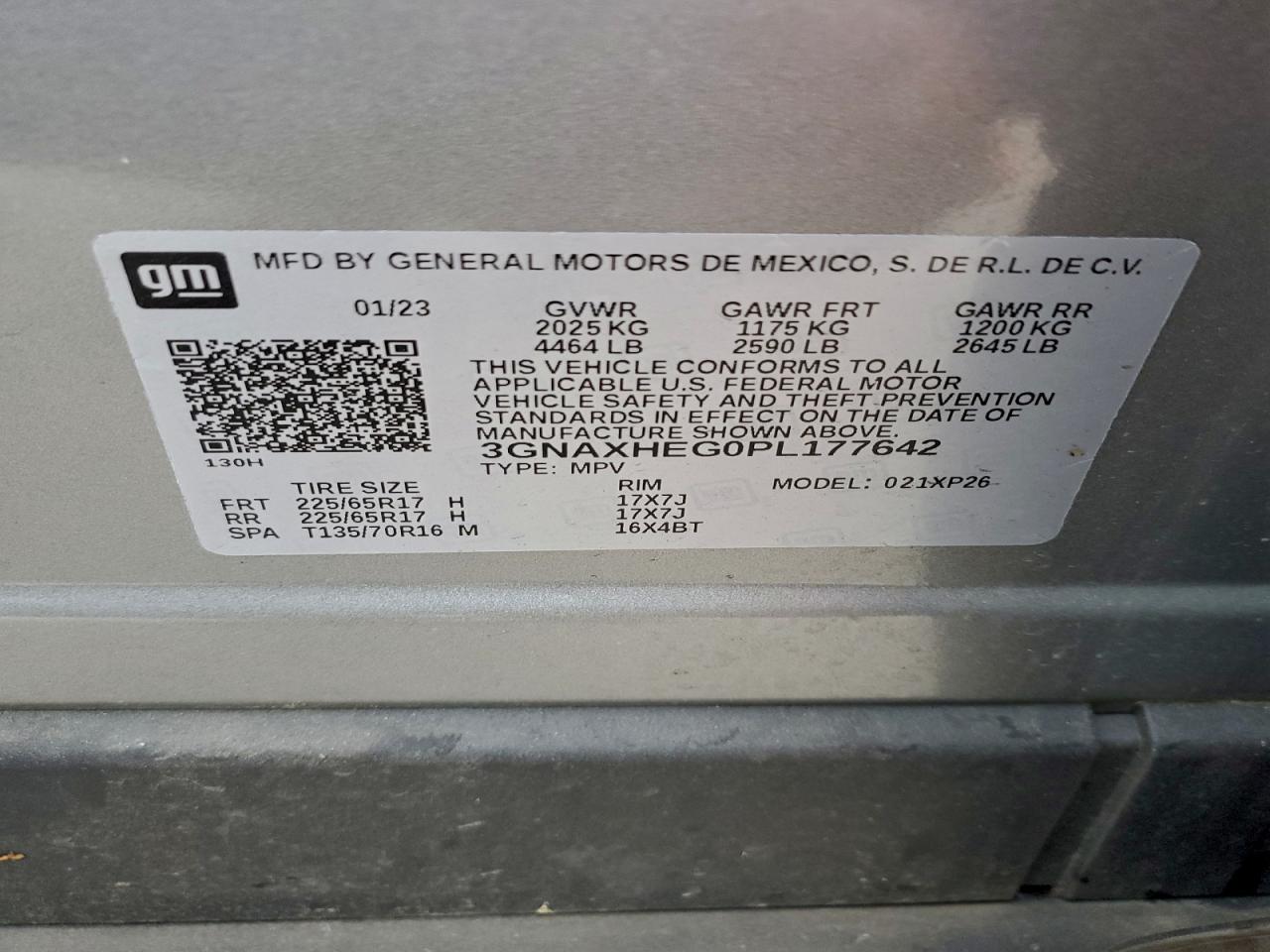 2023 Chevrolet Equinox Ls VIN: 3GNAXHEG0PL177642 Lot: 94691085