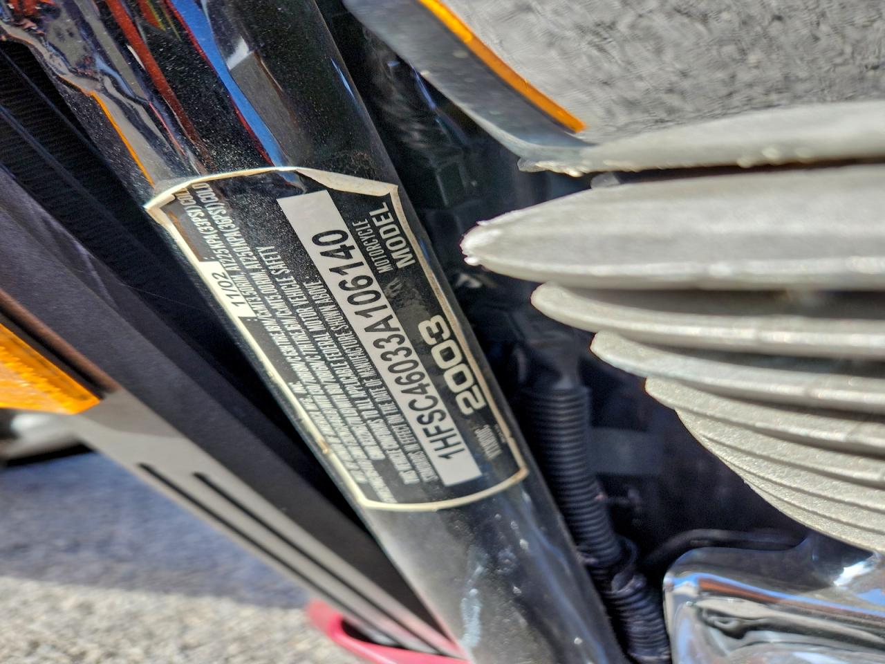 2003 Honda Vtx1800 C VIN: 1HFSC46033A106140 Lot: 94493515