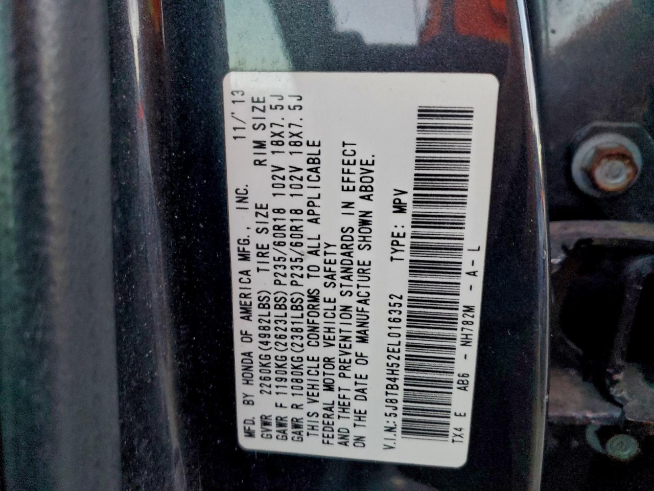 2014 Acura Rdx Technology VIN: 5J8TB4H52EL016352 Lot: 95450845