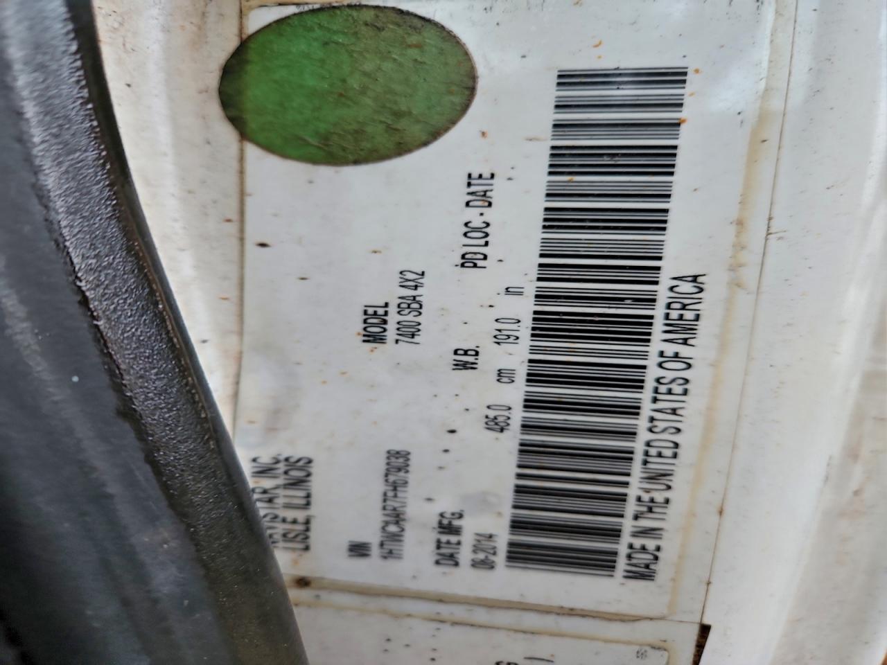 2015 International 7400 Digger Derrick Truck VIN: 1HTWCAAR7FH679038 Lot: 96011555