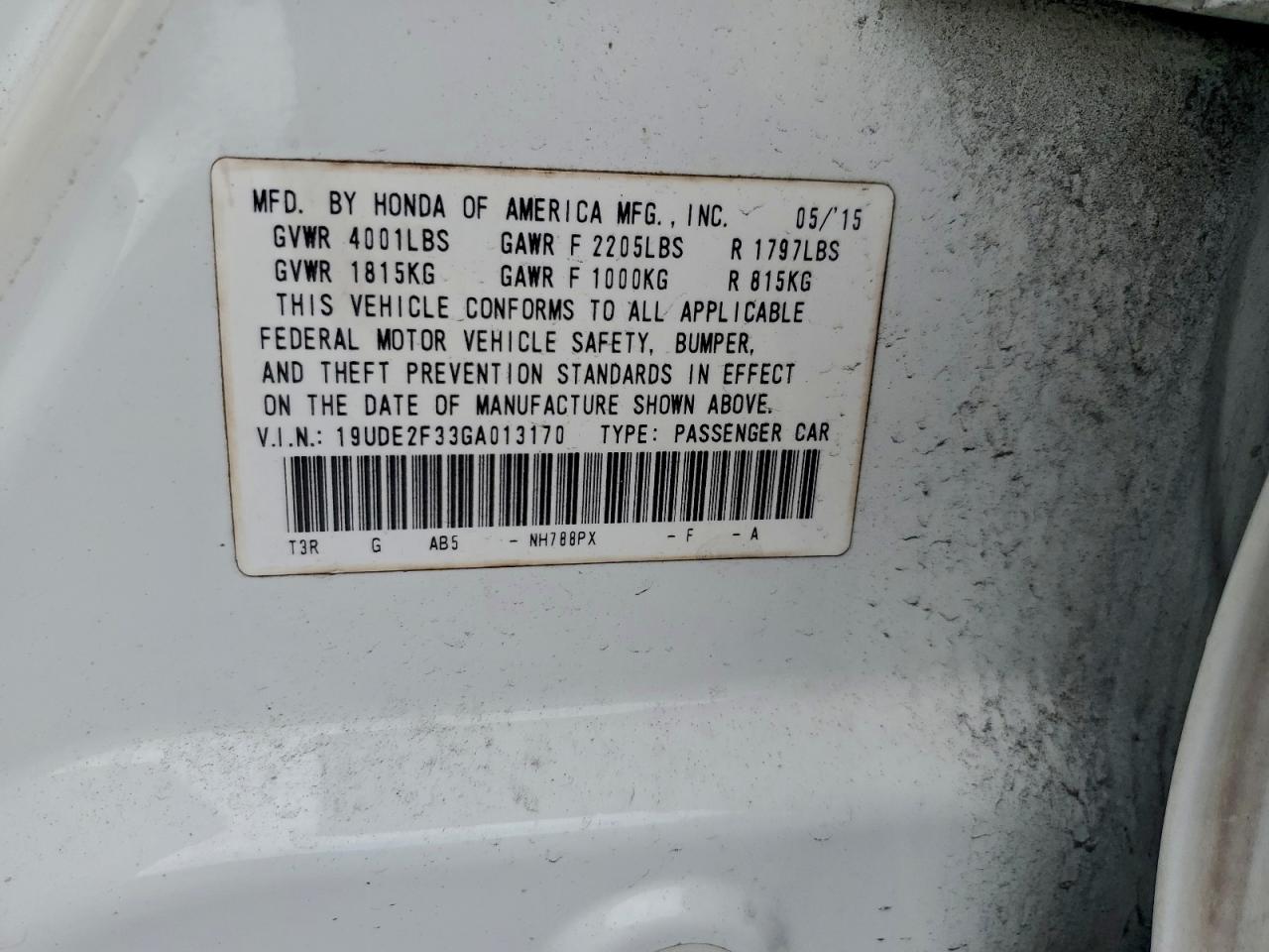 2016 Acura Ilx Base Watch Plus VIN: 19UDE2F33GA013170 Lot: 95089145