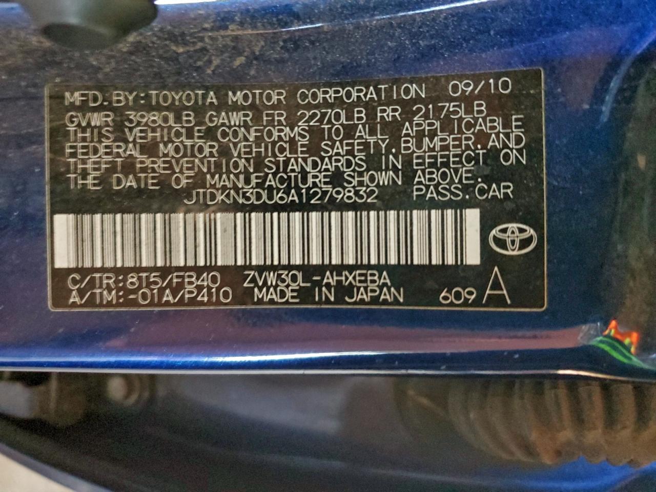 2010 Toyota Prius VIN: JTDKN3DU6A1279832 Lot: 95719545