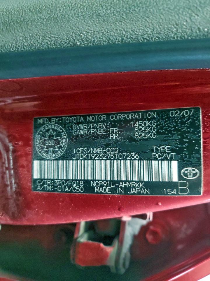 2007 Toyota Yaris VIN: JTDKT923275107236 Lot: 96528715