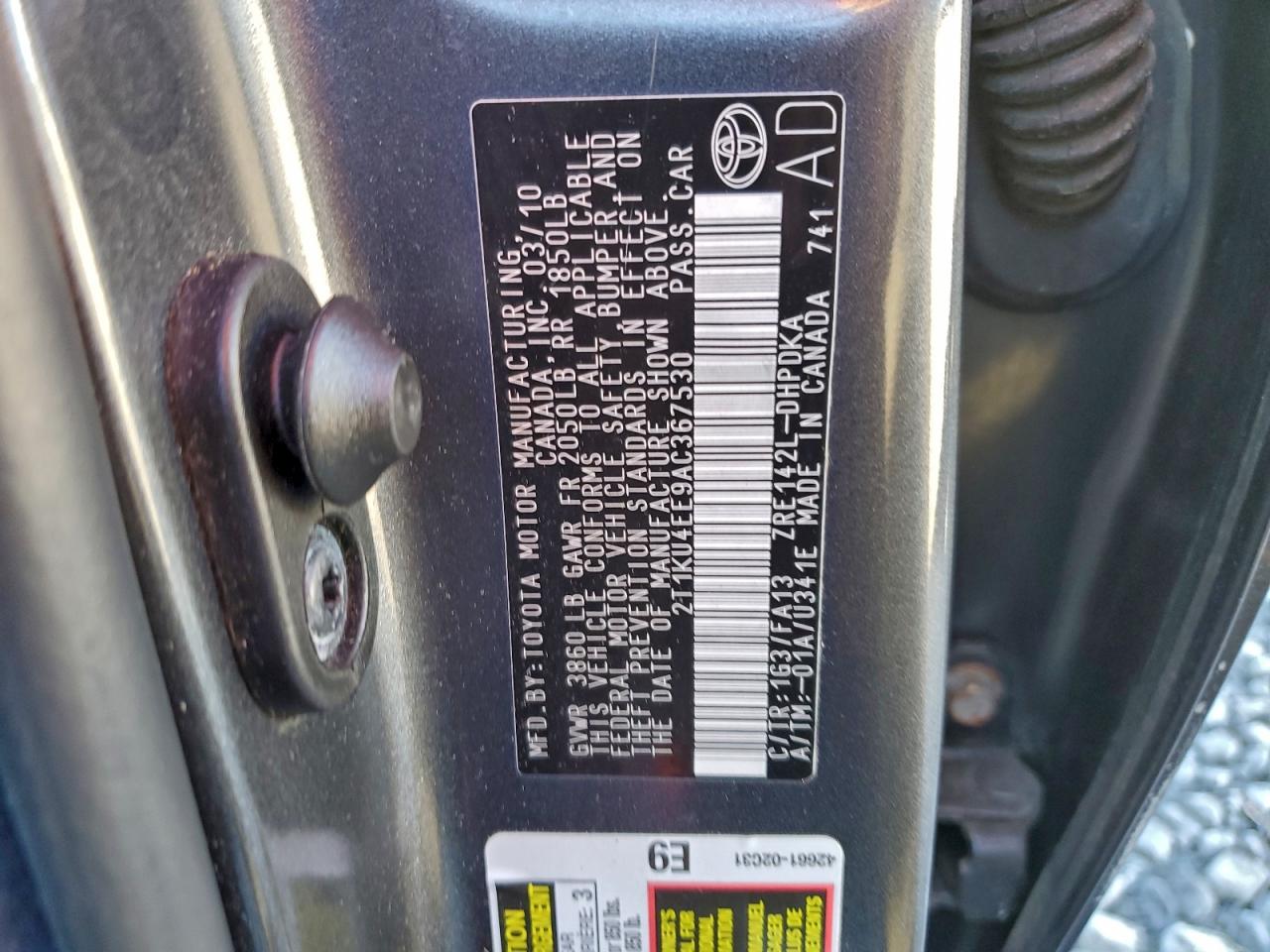 2010 Toyota Corolla Matrix VIN: 2T1KU4EE9AC367530 Lot: 94144455