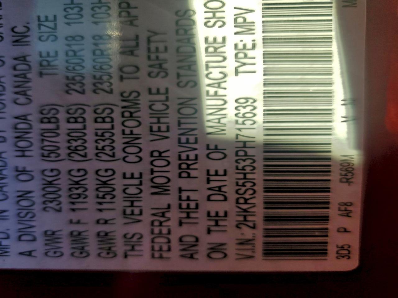 2023 Honda Cr-V Sport VIN: 2HKRS5H53PH715639 Lot: 95214585