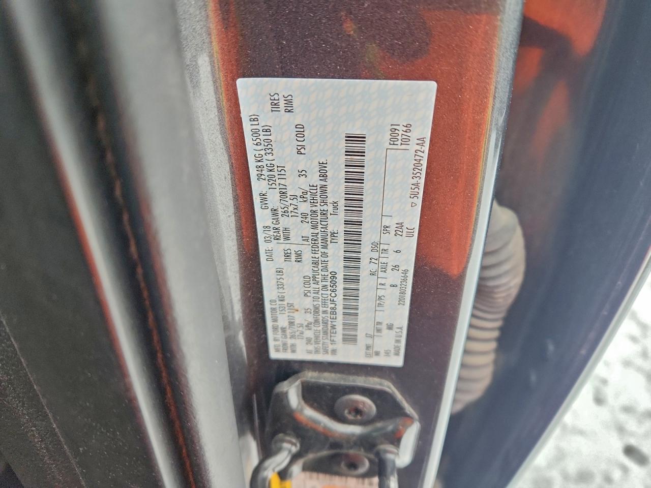 2018 Ford F150 Supercrew VIN: 1FTEW1EB8JFC65090 Lot: 95343105