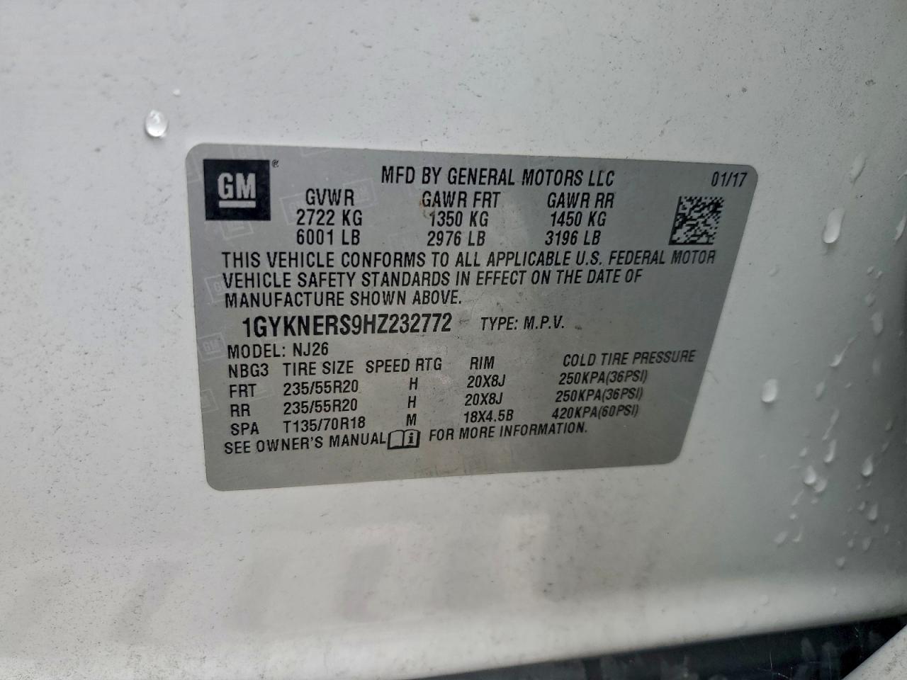 2017 Cadillac Xt5 Premium Luxury VIN: 1GYKNERS9HZ232772 Lot: 95342915