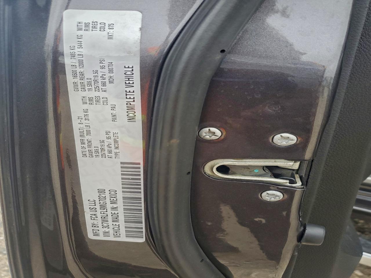 2021 Ram 4500 VIN: 3C7WRLFL9MG702180 Lot: 95788025