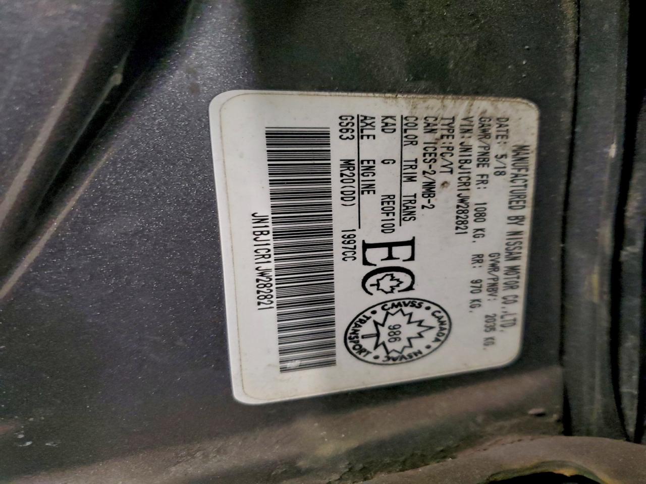 2018 Nissan Rogue Sport S VIN: JN1BJ1CR1JW282821 Lot: 95092235