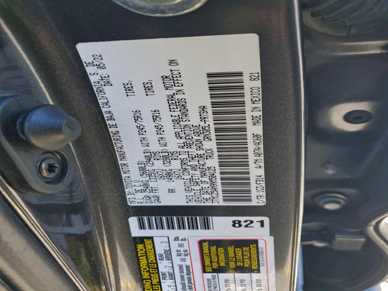 2022 Toyota Tacoma Double Cab VIN: 3TMCZ5AN9NM504125 Lot: 96767215