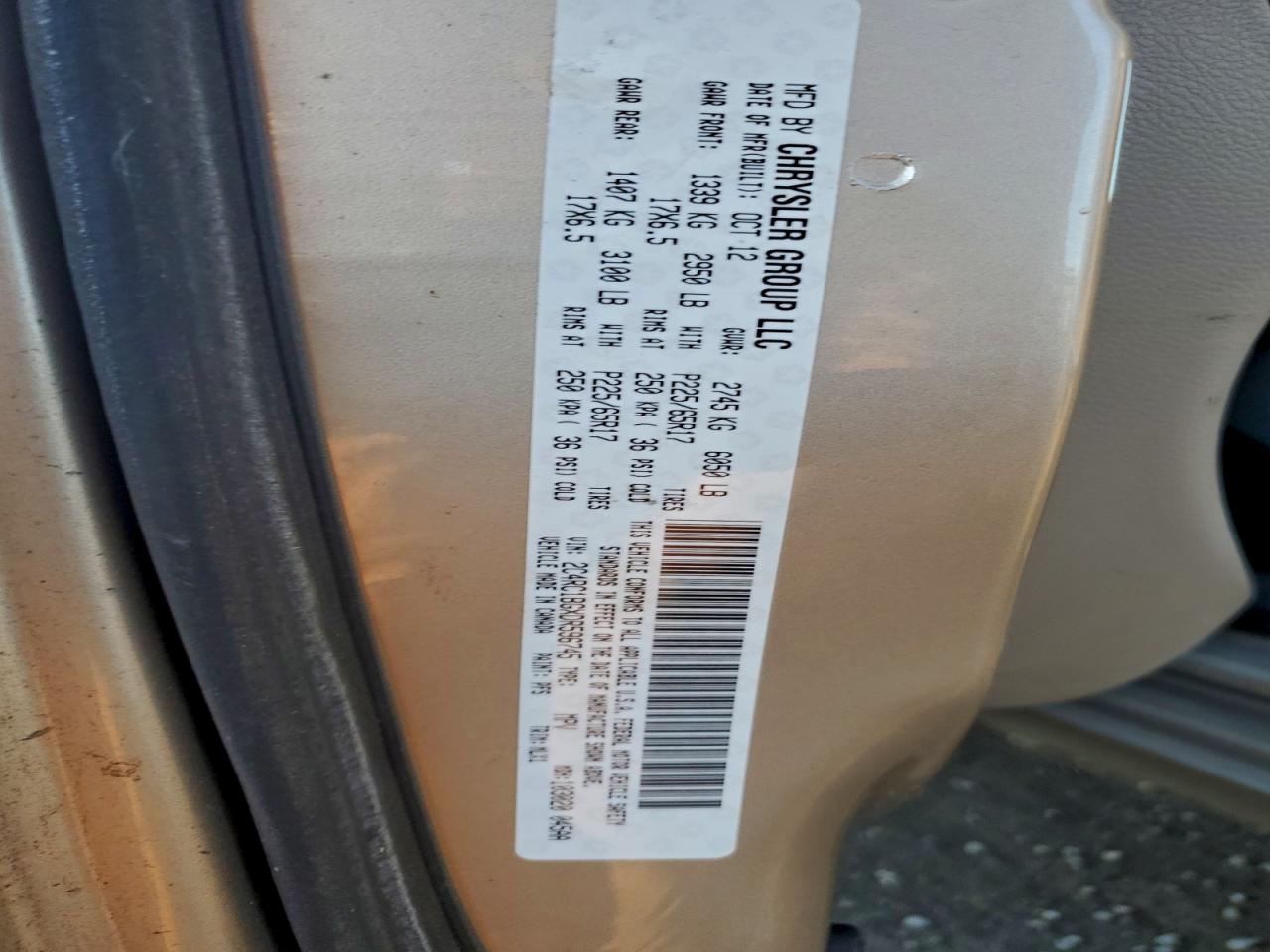 2013 Chrysler Town & Country Touring VIN: 2C4RC1BGXDR596745 Lot: 95865935